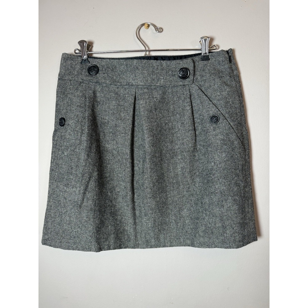 Banana Republic Size 6 Skirt Herringbone Short Career‎ Black Grey Pockets Work